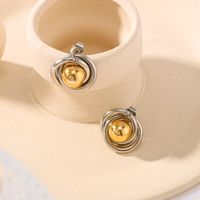 1 Pair Vintage Style Modern Style Classic Style Ball Plating 304 Stainless Steel 18K Gold Plated Ear Studs main image 6