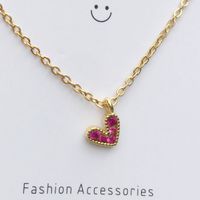 Titanium Steel Hypoallergenic Zircon Heart Necklace sku image 2