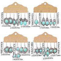 1 Pair Retro Simple Style Geometric Plating Alloy Turquoise Drop Earrings main image 2