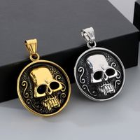 1 Piece 26*42mm Diameter 32mm 304 Stainless Steel 18K Gold Plated Skull Pendant Chain main image 5