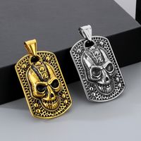 1 Piece 26*42mm Diameter 32mm 304 Stainless Steel 18K Gold Plated Skull Pendant Chain main image 3