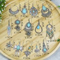 1 Pair Ethnic Style Geometric Plating Alloy Turquoise Drop Earrings main image 2