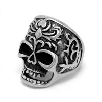Retro Funny Punk Skull 304 Stainless Steel Polishing Men's Rings sku image 1