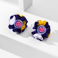 1 Pair Original Design Handmade Flower Alloy Cloth Resin Ear Studs main image 3