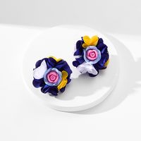 1 Pair Original Design Handmade Flower Alloy Cloth Resin Ear Studs main image 1