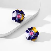 1 Pair Original Design Handmade Flower Alloy Cloth Resin Ear Studs main image 4