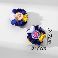 1 Pair Original Design Handmade Flower Alloy Cloth Resin Ear Studs main image 2