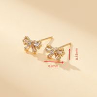 1 Pair Elegant Sweet Simple Style Bow Knot Inlay Copper Zircon Ear Studs main image 2