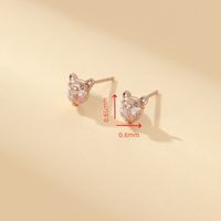 1 Pair Cute Sweet Simple Style Animal Round Inlay Copper Zircon Ear Studs sku image 1