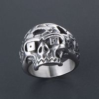 304 Stainless Steel IG Style Retro Funny Polishing Skull Rings main image 3