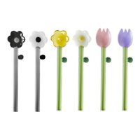 Cute Solid Color Flower Glass Stirring Rod 1 Piece main image 2