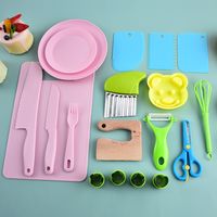 Casual Solid Color Plastic Chopping Board Fruit Knife 1 Set main image 3