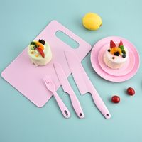 Casual Solid Color Plastic Chopping Board Fruit Knife 1 Set main image 1