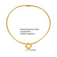 Titanium Steel 18K Gold Plated Basic Modern Style Classic Style Plating Heart Shape Solid Color Titanium Steel Choker main image 2