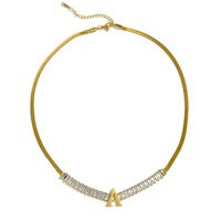 Edelstahl 304 18 Karat Vergoldet Einfacher Stil Überzug Brief Zirkon Halskette sku image 1