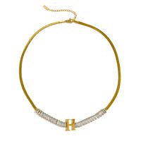 304 Stainless Steel 18K Gold Plated Simple Style Plating Letter Zircon Necklace sku image 8