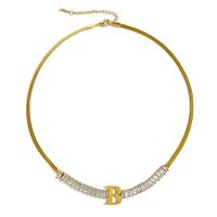 304 Stainless Steel 18K Gold Plated Simple Style Plating Letter Zircon Necklace sku image 2