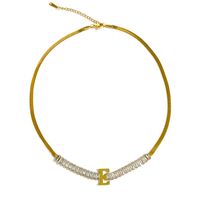 304 Stainless Steel 18K Gold Plated Simple Style Plating Letter Zircon Necklace sku image 5