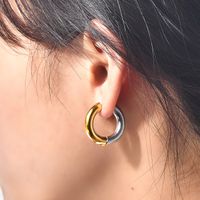 1 Pair Casual Simple Style Round Color Block Plating Titanium Steel Earrings main image 4