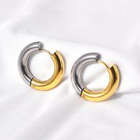 1 Pair Casual Simple Style Round Color Block Plating Titanium Steel Earrings sku image 1