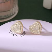 1 Pair Hip-Hop Heart Shape Inlay Copper Rhinestones Ear Studs main image 5