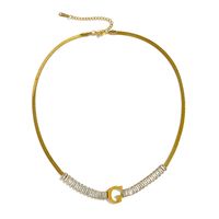 304 Stainless Steel 18K Gold Plated Simple Style Plating Letter Zircon Necklace sku image 7
