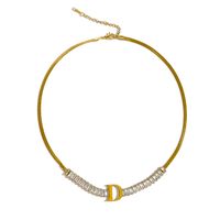 304 Stainless Steel 18K Gold Plated Simple Style Plating Letter Zircon Necklace sku image 4