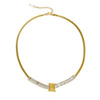 304 Stainless Steel 18K Gold Plated Simple Style Plating Letter Zircon Necklace sku image 9