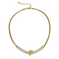 Acier Inoxydable 304 Plaqué Or 18K Style Simple Placage Lettre Zircon Collier sku image 6