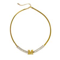 304 Stainless Steel 18K Gold Plated Simple Style Plating Letter Zircon Necklace sku image 10
