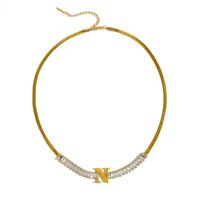304 Stainless Steel 18K Gold Plated Simple Style Plating Letter Zircon Necklace sku image 11