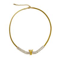 304 Stainless Steel 18K Gold Plated Simple Style Plating Letter Zircon Necklace sku image 14
