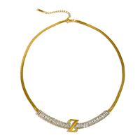 304 Stainless Steel 18K Gold Plated Simple Style Plating Letter Zircon Necklace sku image 15