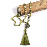 Ethnic Style Water Droplets Semi-Precious Stone, Glass, Crystal Cluster Beaded Tassel Plating Unisex Pendant Necklace main image 2