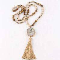 Ethnic Style Water Droplets Semi-Precious Stone, Glass, Crystal Cluster Beaded Tassel Plating Unisex Pendant Necklace main image 5