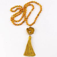 Ethnic Style Water Droplets Semi-Precious Stone, Glass, Crystal Cluster Beaded Tassel Plating Unisex Pendant Necklace sku image 4