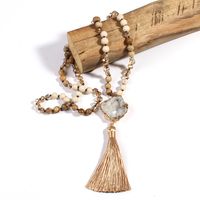 Ethnic Style Water Droplets Semi-Precious Stone, Glass, Crystal Cluster Beaded Tassel Plating Unisex Pendant Necklace main image 4