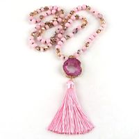 Ethnic Style Water Droplets Semi-Precious Stone, Glass, Crystal Cluster Beaded Tassel Plating Unisex Pendant Necklace sku image 7