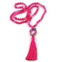 Ethnic Style Water Droplets Semi-Precious Stone, Glass, Crystal Cluster Beaded Tassel Plating Unisex Pendant Necklace sku image 6