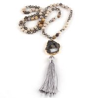 Ethnic Style Water Droplets Semi-Precious Stone, Glass, Crystal Cluster Beaded Tassel Plating Unisex Pendant Necklace sku image 9
