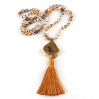 Ethnic Style Water Droplets Semi-Precious Stone, Glass, Crystal Cluster Beaded Tassel Plating Unisex Pendant Necklace sku image 10