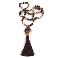 Ethnic Style Water Droplets Semi-Precious Stone, Glass, Crystal Cluster Beaded Tassel Plating Unisex Pendant Necklace sku image 11