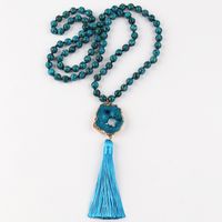 Ethnic Style Water Droplets Semi-Precious Stone, Glass, Crystal Cluster Beaded Tassel Plating Unisex Pendant Necklace sku image 12