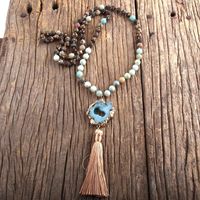 Ethnic Style Water Droplets Semi-Precious Stone, Glass, Crystal Cluster Beaded Tassel Plating Unisex Pendant Necklace sku image 15