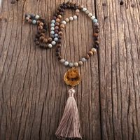 Ethnic Style Water Droplets Semi-Precious Stone, Glass, Crystal Cluster Beaded Tassel Plating Unisex Pendant Necklace sku image 17