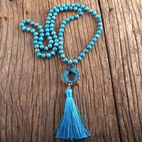 Ethnic Style Water Droplets Semi-Precious Stone, Glass, Crystal Cluster Beaded Tassel Plating Unisex Pendant Necklace sku image 19
