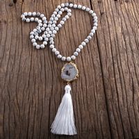 Ethnic Style Water Droplets Semi-Precious Stone, Glass, Crystal Cluster Beaded Tassel Plating Unisex Pendant Necklace sku image 18