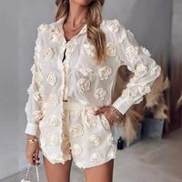 Holiday Party Date Women's Elegant Flower Polyester Printing Shorts Sets Shorts Sets main image 4