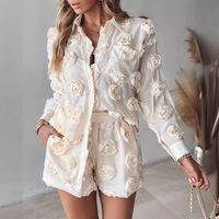 Holiday Party Date Women's Elegant Flower Polyester Printing Shorts Sets Shorts Sets main image 3