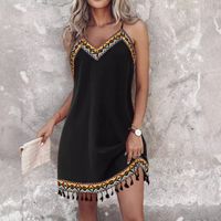 Women's Strap Dress Sexy U Neck Printing 3/4 Length Sleeve Printing Solid Color Knee-Length Holiday Daily Beach main image 1